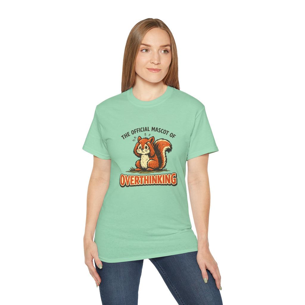 Overthinking Mascot T-Shirt — Cute Retro Squirrel Graphic Tee