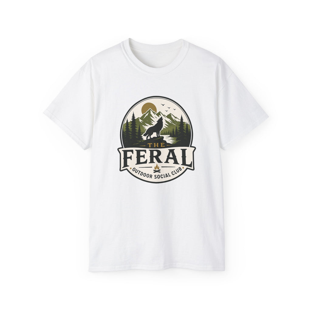 Feral Outdoor Social Club T-Shirt — Wilderness Wolf Logo Tee