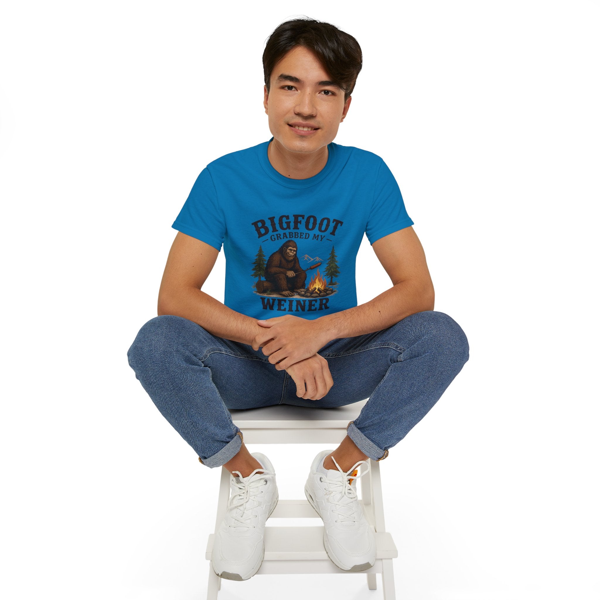 Bigfoot Grabbed My Weiner T-Shirt — Funny Camping Sasquatch Tee