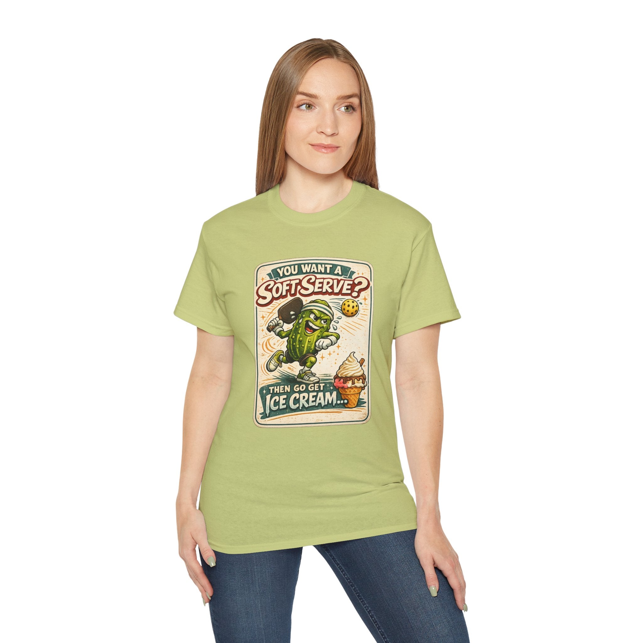 T-Shirt — “You Want a Soft-Serve? Then Go Get Ice Cream” Vintage Pickleball Design