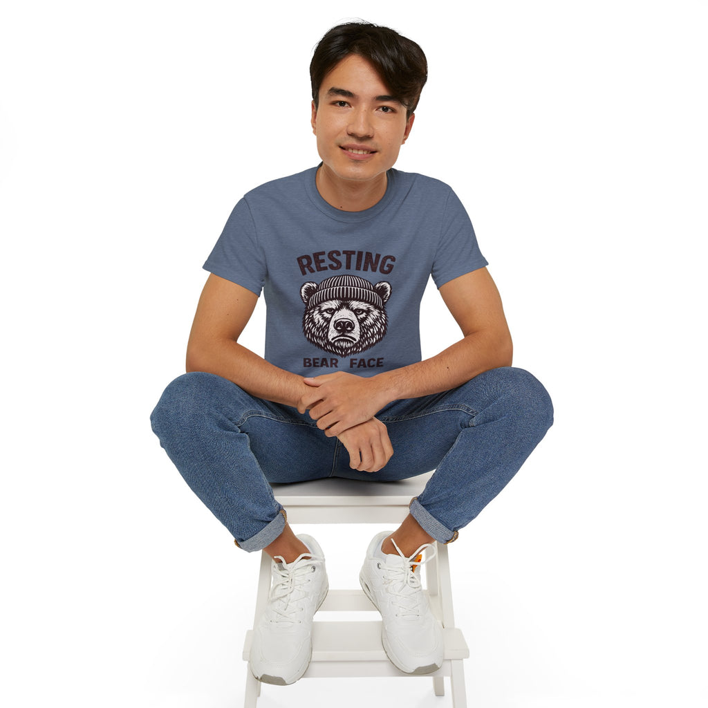 "Resting Bear Face" Graphic Tee, Funny Bear Illustration
