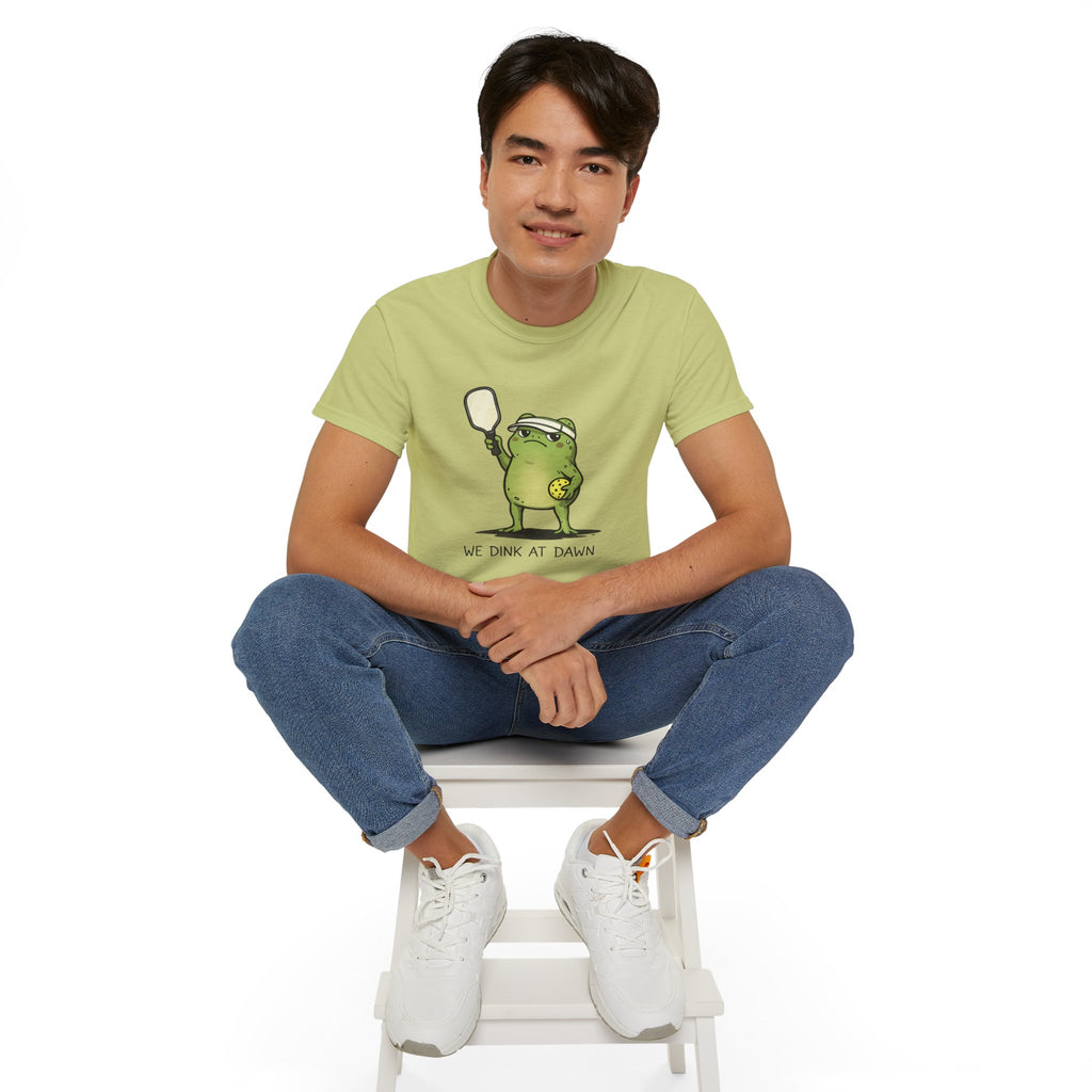 “We Drink at Dawn” Funny Pickleball T-Shirt — Cute Drunk Pickleball Graphic Tee