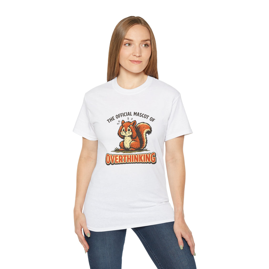 Overthinking Mascot T-Shirt — Cute Retro Squirrel Graphic Tee