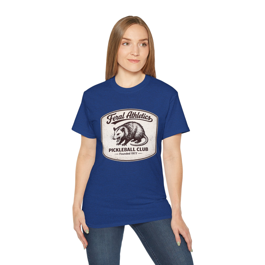 Pickleball Club Tee — "Feral Athletics" Vintage Possum Design
