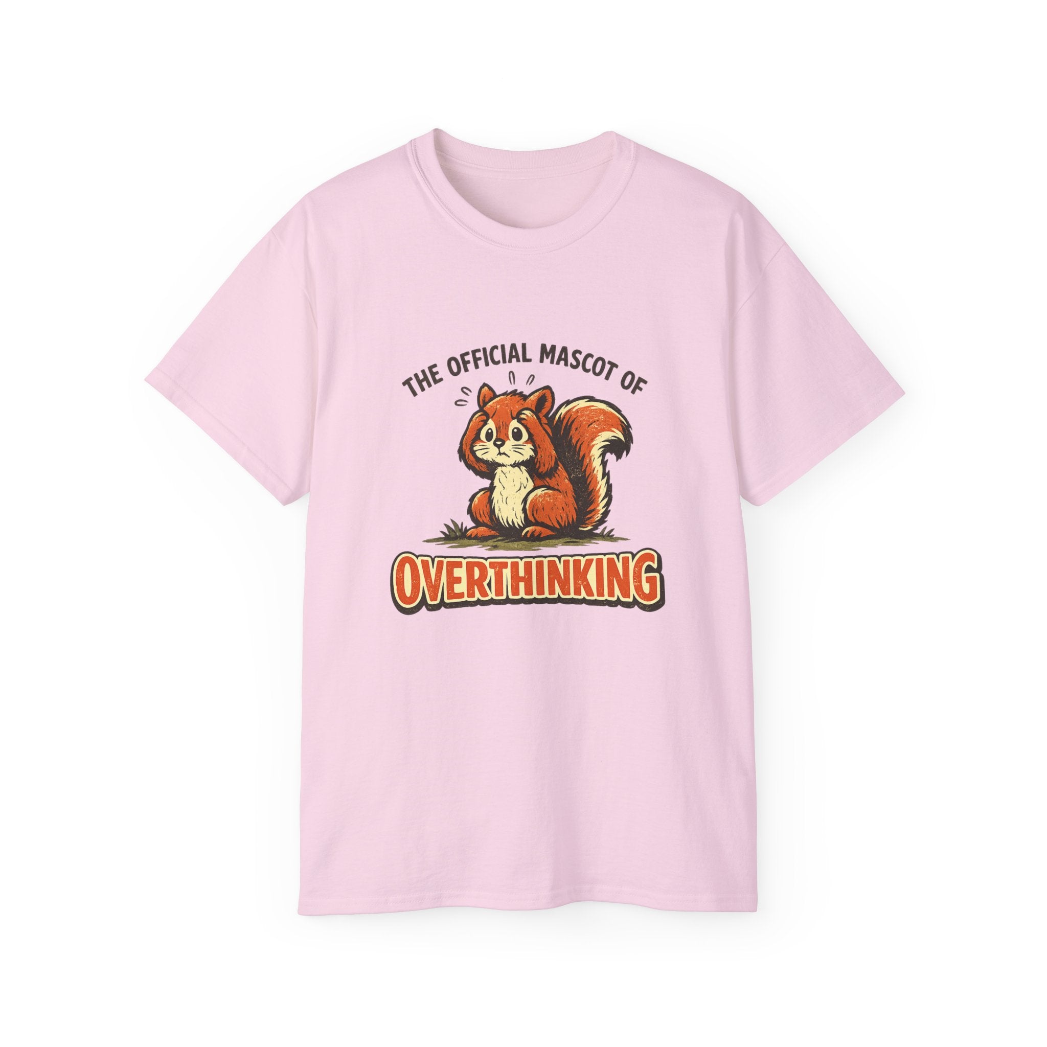 Overthinking Mascot T-Shirt — Cute Retro Squirrel Graphic Tee