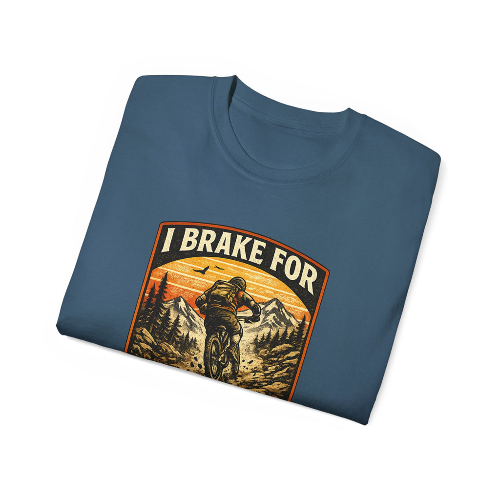 Mountain biking Tee Shirt — "I Brake for Absolutely Nothing" Vintage Rider Tee