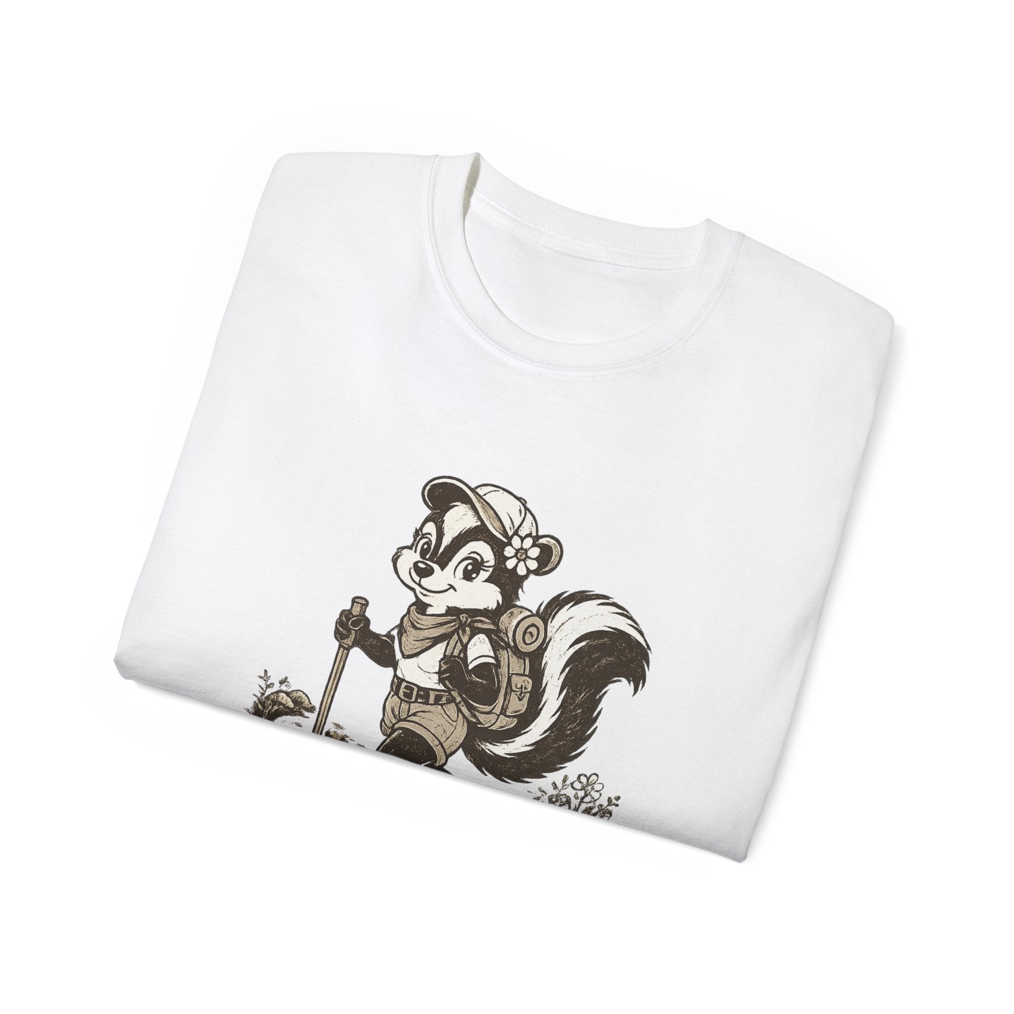 Friendly-ish Woman's Hiking Skunk Tee — Retro Outdoors Graphic T-Shirt