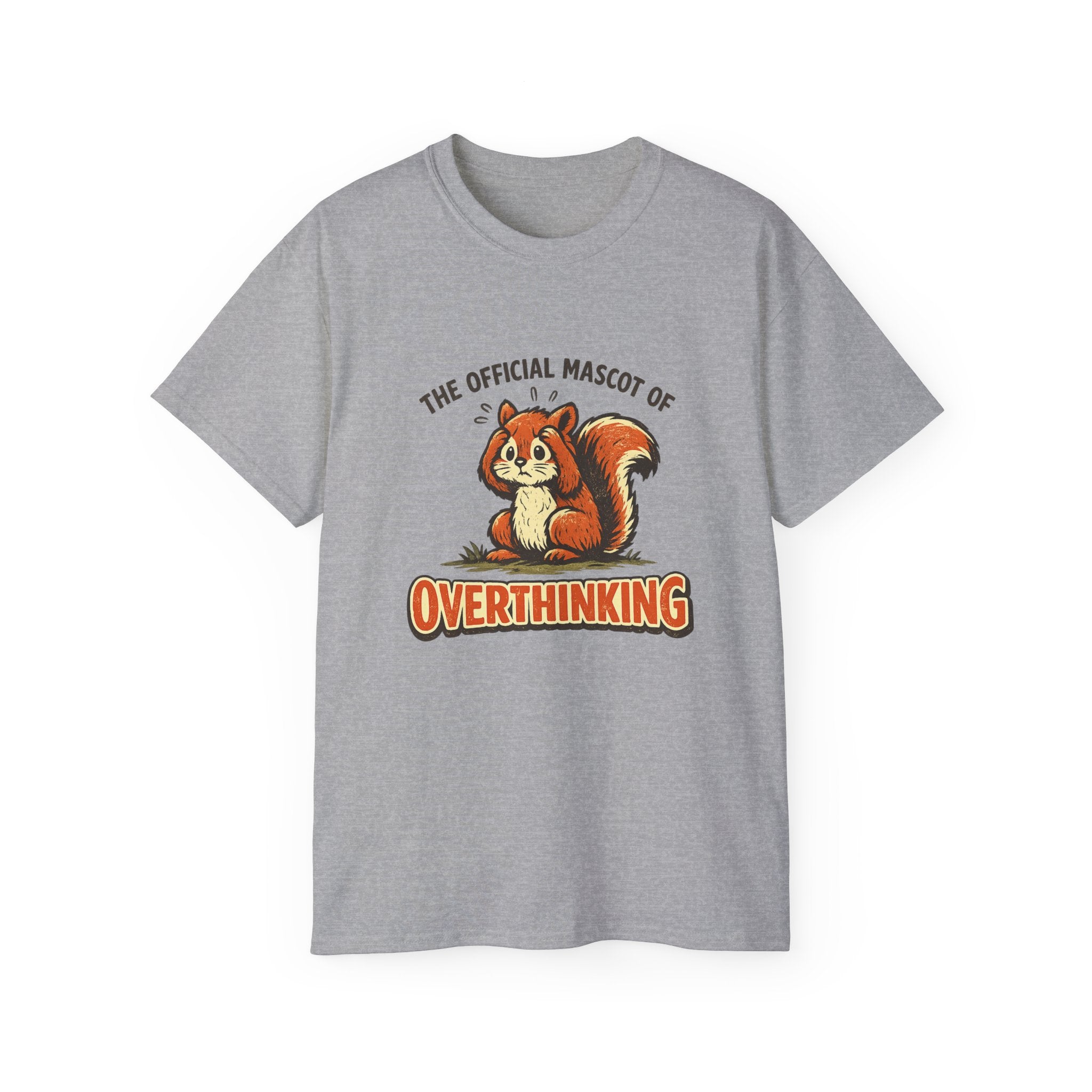 Overthinking Mascot T-Shirt — Cute Retro Squirrel Graphic Tee