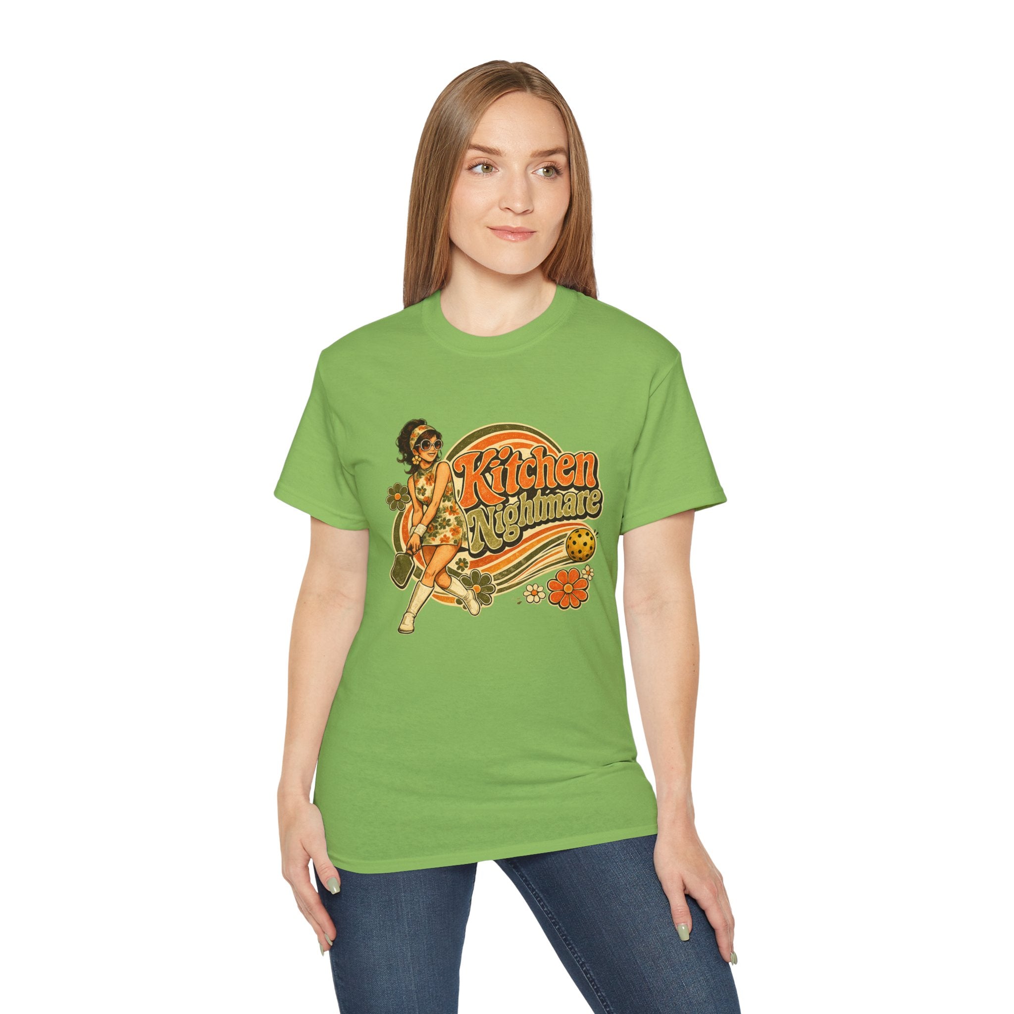 Kitchen Nightmare Retro Tee — Vintage Pinup Pickleball Graphic Shirt