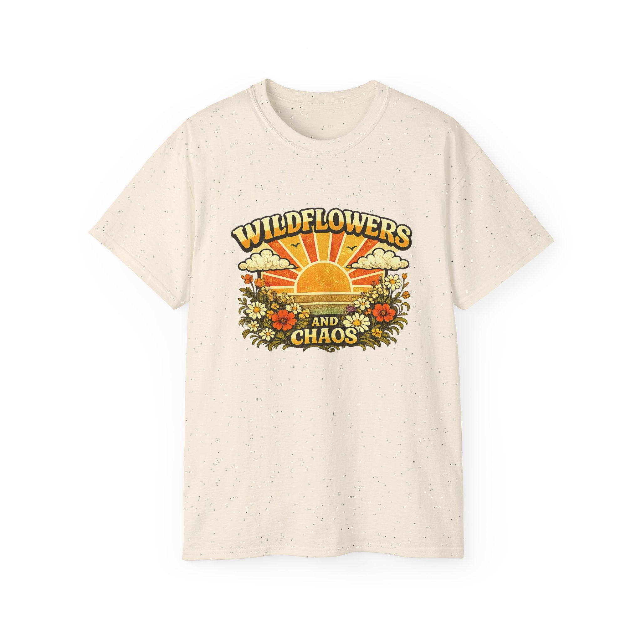 Wildflowers and Chaos Tee — Retro Sunflower Graphic T‑Shirt