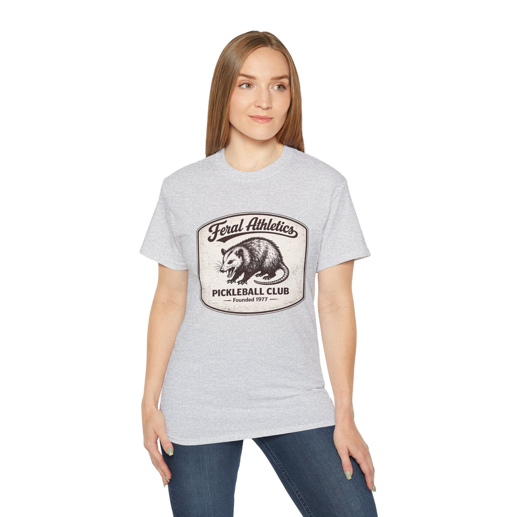 Pickleball Club Tee — "Feral Athletics" Vintage Possum Design