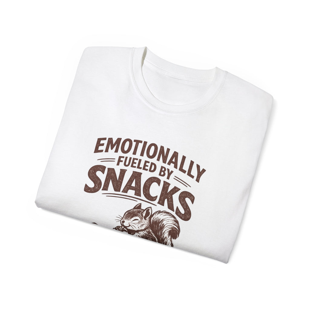Emotionally Fueled by Snacks T-Shirt — Cute Squirrel Snack Graphic Tee