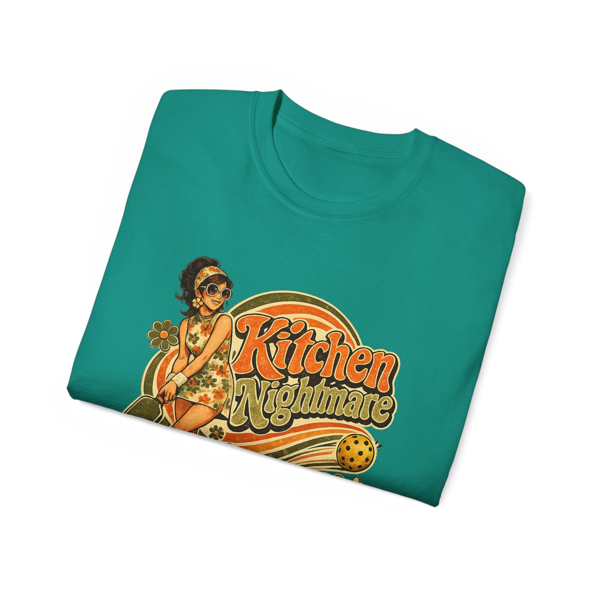 Kitchen Nightmare Retro Tee — Vintage Pinup Pickleball Graphic Shirt