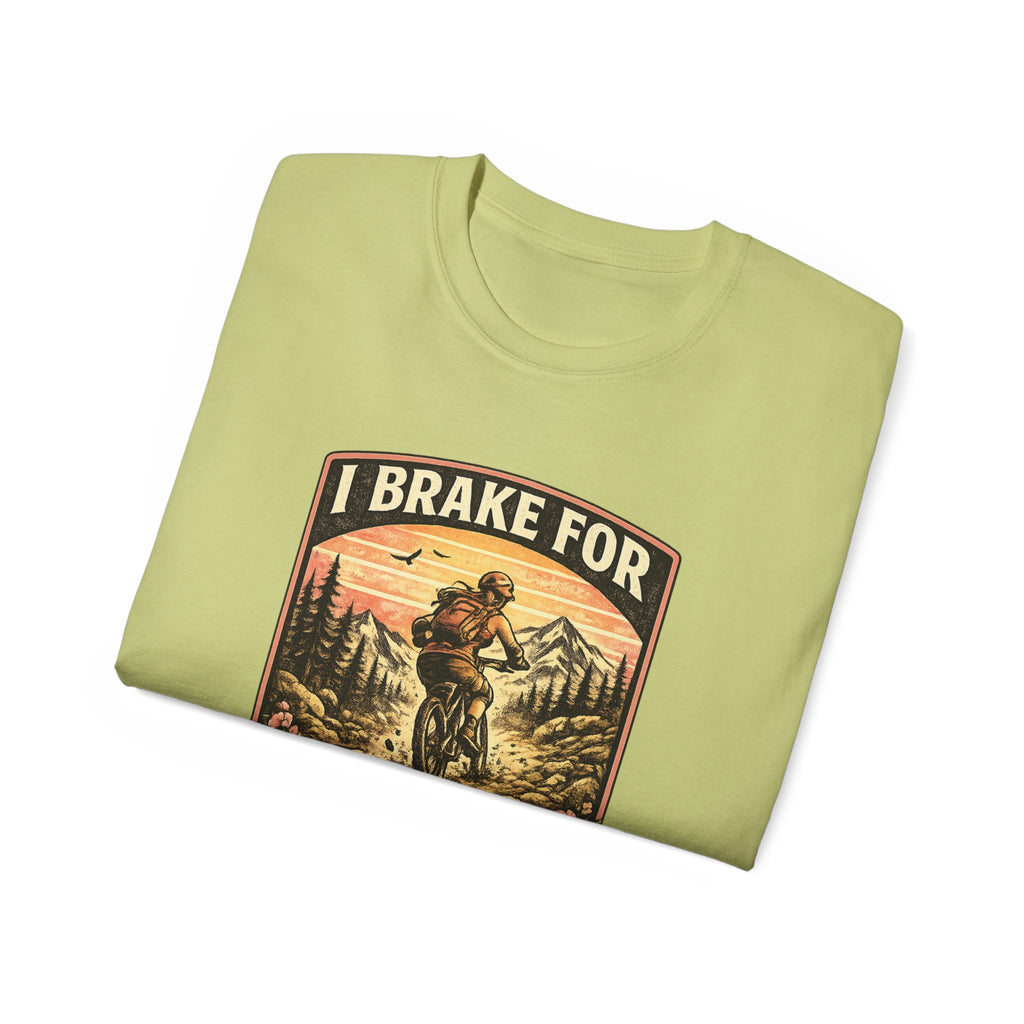I Brake For Absolutely Nothing womans mountain biking Tee shirt  Vintage Outdoors MTB Tee