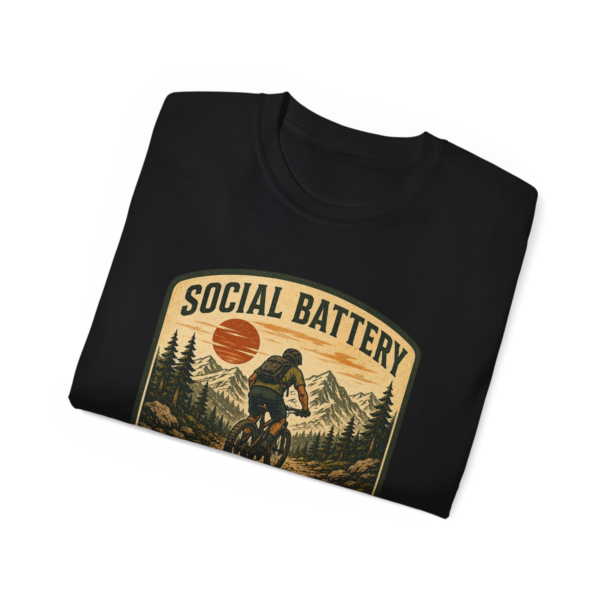 Mountain Biking Tee — "Social Battery Charges on Trails Only" Graphic T‑Shirt