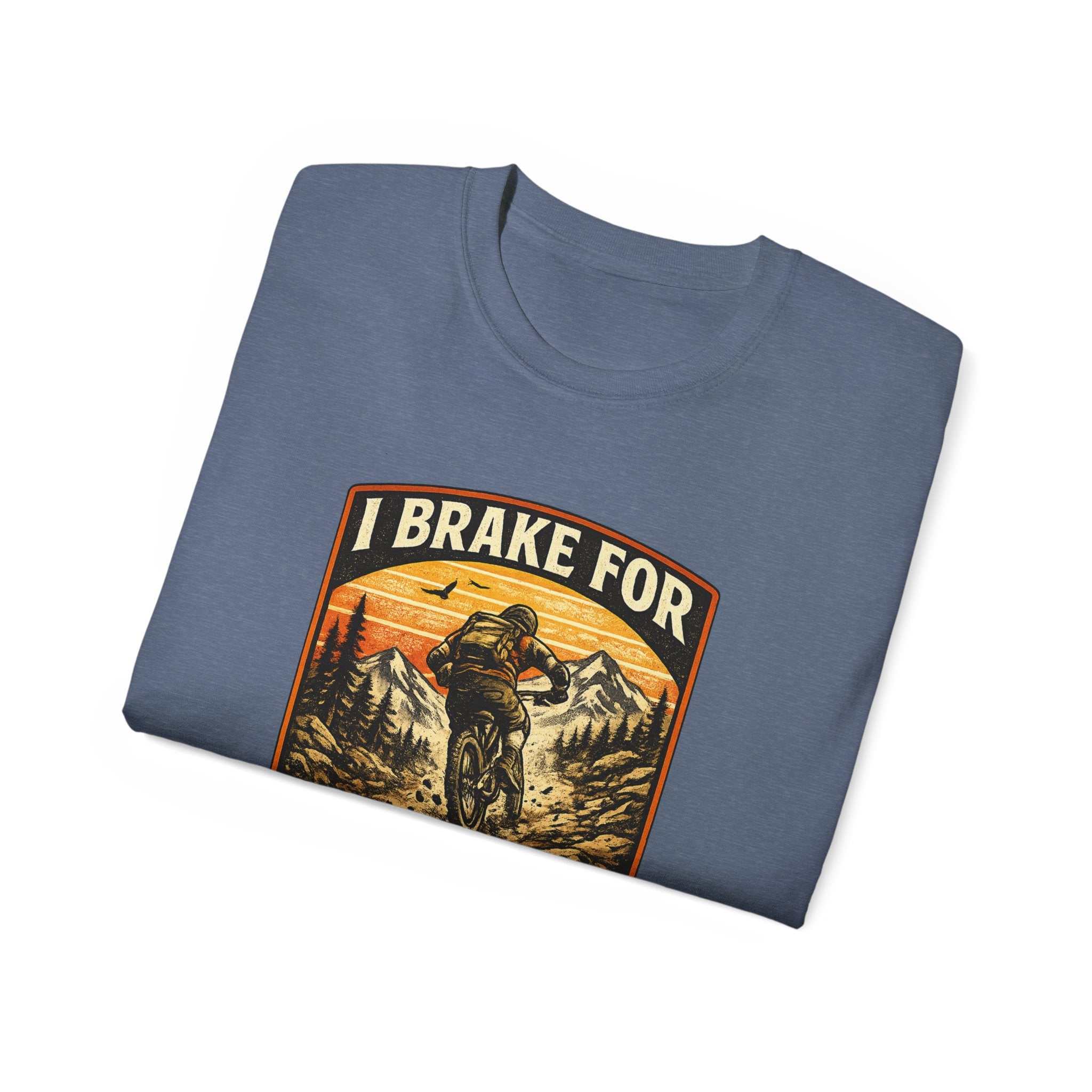 Mountain biking Tee Shirt — "I Brake for Absolutely Nothing" Vintage Rider Tee