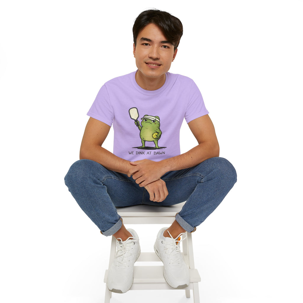 “We Drink at Dawn” Funny Pickleball T-Shirt — Cute Drunk Pickleball Graphic Tee