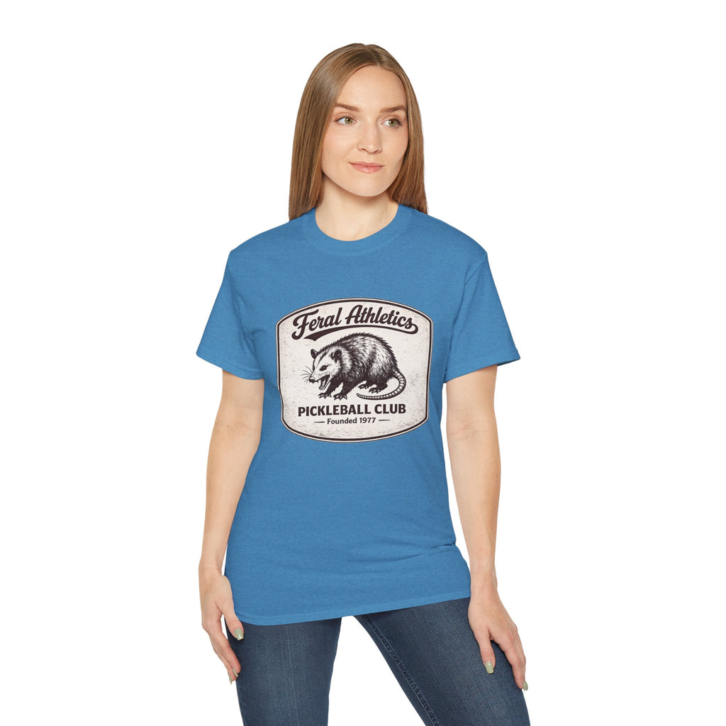 Pickleball Club Tee — "Feral Athletics" Vintage Possum Design